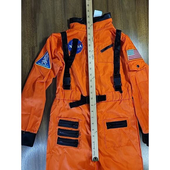 Spirit Halloween NASA Orange Astronaut Jumpsuit Kids Medium – EUC, No Hat - Picture 5 of 9